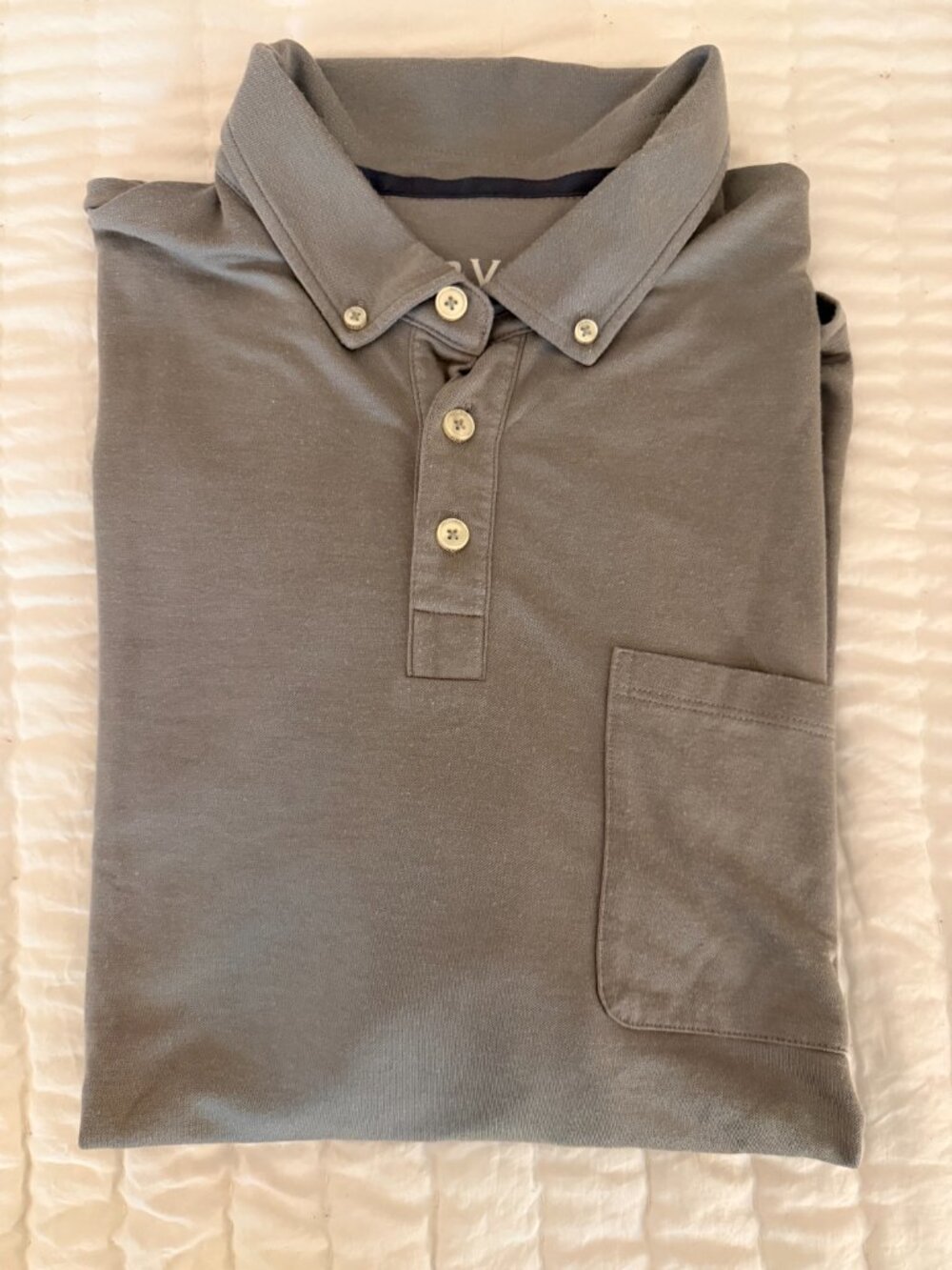 Orvis Men’s XL Gray Short Sleeve Polo Shirt Button-Down Collar Pocket